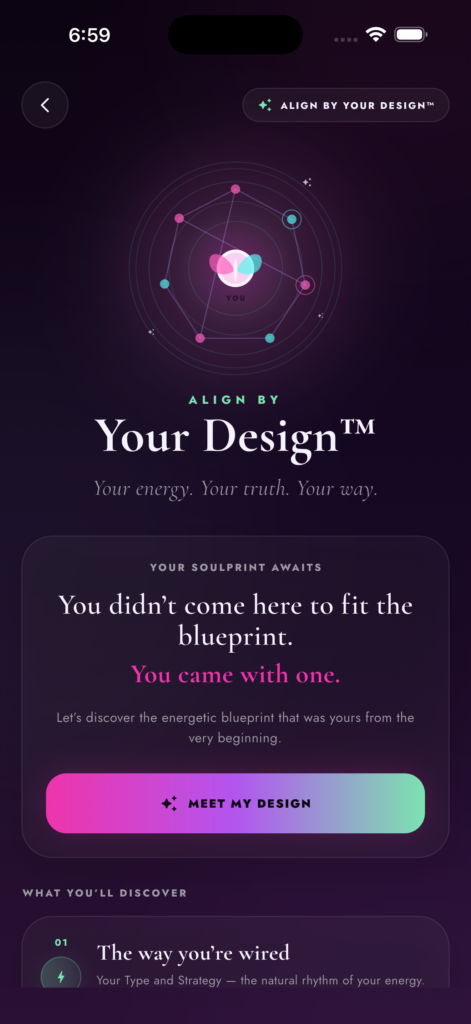 Align by Your Design inside the app