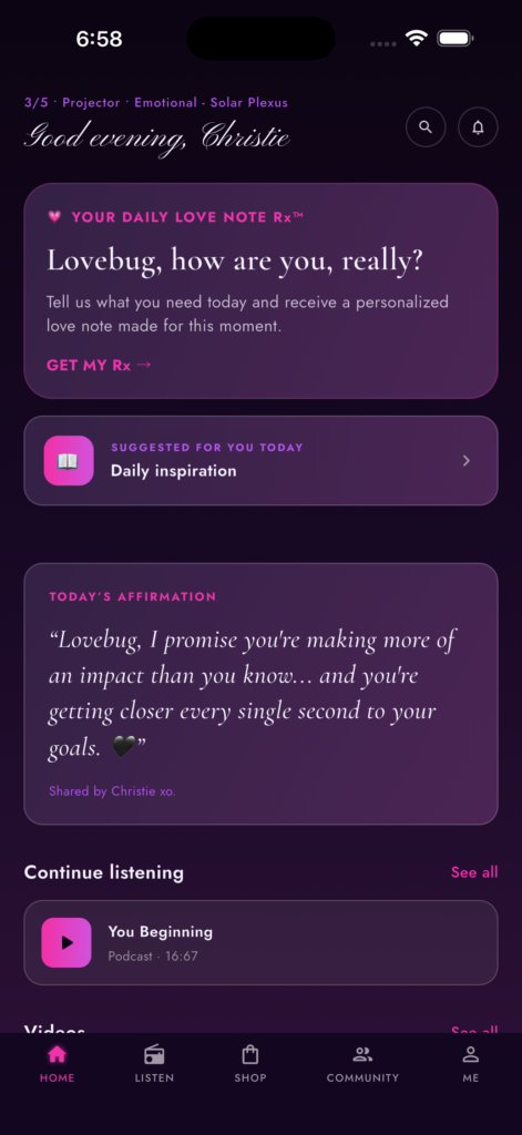 You’re Born For This app home screen